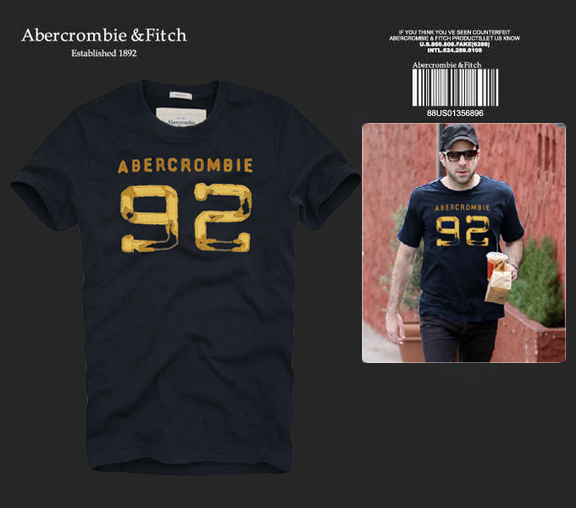 Abercrombie Fitch Hombres De Cuello Redondo Con Gente Fotos Corto Remera AF5675